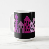 カラフルな高層ビル コーヒーマグカップ (正面左)