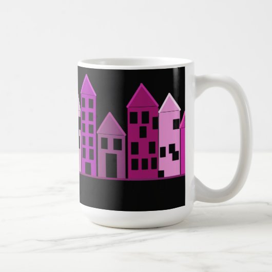 カラフルな高層ビル コーヒーマグカップ (右)