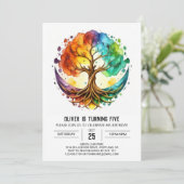 カラフルな魔法の生命の木の誕生日 招待状 (スタンド正面)