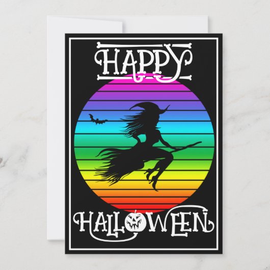 カラフルな魔法使いのハロウィンパーティー 招待状 (正面)