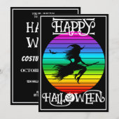 カラフルな魔法使いのハロウィンパーティー 招待状 (正面/裏面)