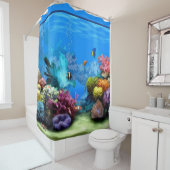 カラフルな魚および珊瑚が付いている熱帯アクアリウム シャワーカーテン (インサイチュ)