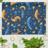 カラフルな魚のパターン キッチンタオル (折り畳み)