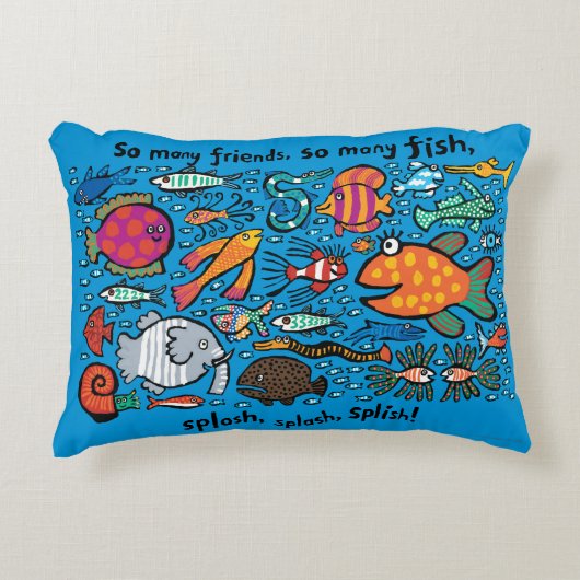 カラフルな魚の友人 アクセントクッション (正面)