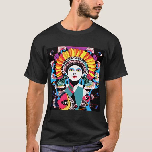 カラフルな魚の女の子 Tシャツ (正面)