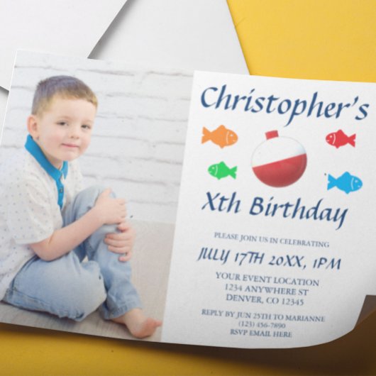 カラフルな魚の子供の男の子の誕生日 すべての年齢 招待状