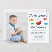 カラフルな魚の子供の誕生日 男の子 誕生日 どんな年齢でも 招待状 (正面)