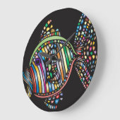 カラフルな魚の柱時計 ラージ壁時計 (傾斜)