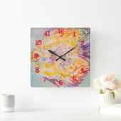 カラフルな魚の水彩画 子供部屋 男の子 女の子 スクエア壁時計 (ホーム)