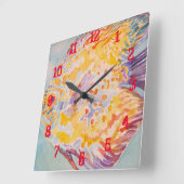 カラフルな魚の水彩画 子供部屋 男の子 女の子 スクエア壁時計 (傾斜)