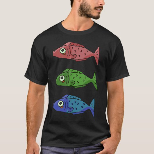 カラフルな魚の積み重ね Tシャツ (正面)