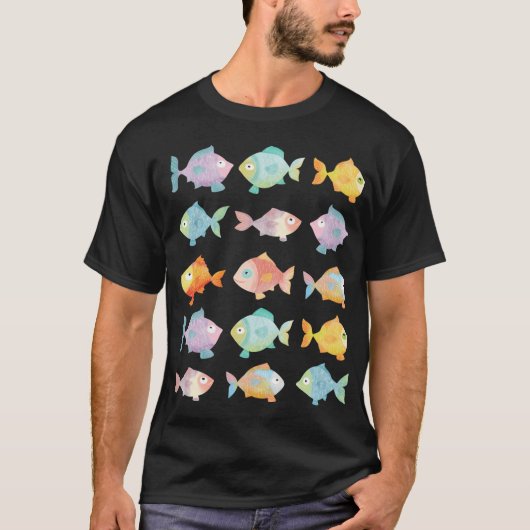 カラフルな魚の群れ Tシャツ (正面)