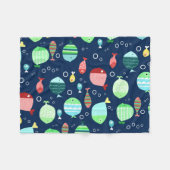 カラフルな魚パターン フリースブランケット (正面(横))