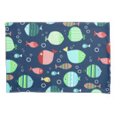 カラフルな魚パターン 枕カバー (正面)