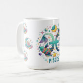カラフルな魚座の星座の魚占星術 コーヒーマグカップ (正面左)
