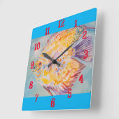カラフルな魚 水彩 子供部屋 男の子 女の子 ぬりえ スクエア壁時計 (傾斜)