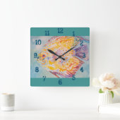 カラフルな魚 水彩 子供部屋 男の子 女の子 壁掛け スクエア壁時計 (ホーム)