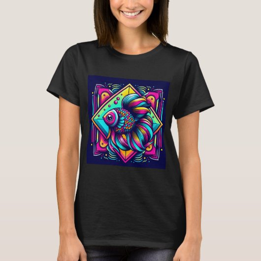 カラフルな魚 Tシャツ (正面)