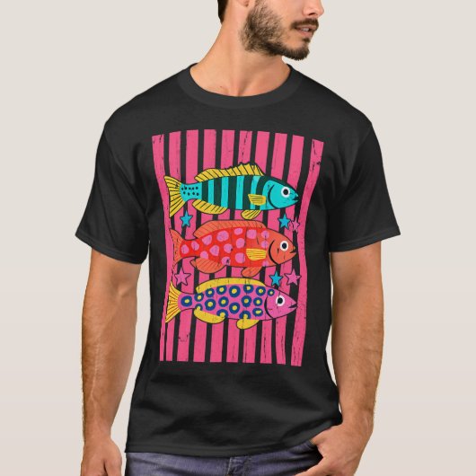 カラフルな魚 Tシャツ (正面)