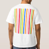 カラフルな鮮やかなストライプ柄デザイン Tシャツ (裏面)