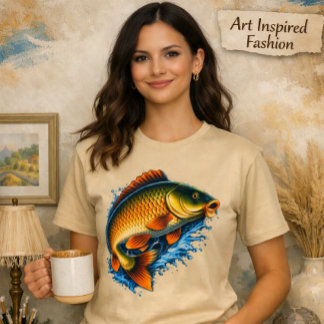 カラフルな鯉のスプラッシュアートグラフィックTシャツ Tシャツ