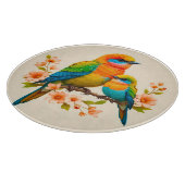 カラフルな鳥が止まる枝 カッティングボード (角)