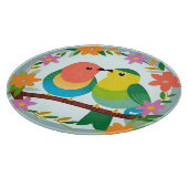 カラフルな鳥が止まる枝 カッティングボード (角)