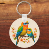 カラフルな鳥が止まる枝 キーホルダー (裏面)