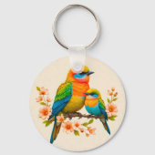 カラフルな鳥が止まる枝 キーホルダー (裏面)