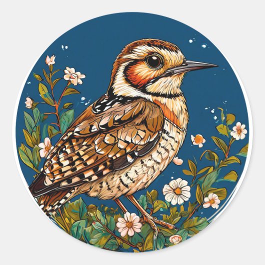 カラフルな鳥のアート作品 ラウンドシール (正面)