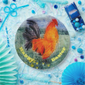 カラフルな鳥のオンドリの鶏イースター ペーパープレート (パーティー)