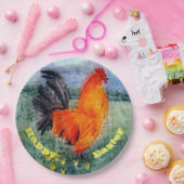 カラフルな鳥のオンドリの鶏イースター ペーパープレート (パーティー)