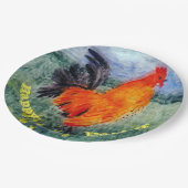 カラフルな鳥のオンドリの鶏イースター ペーパープレート (アングル)