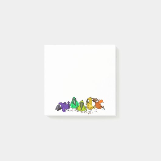 カラフルな鳥のユーモア ポストイットノート ポストイット (正面)