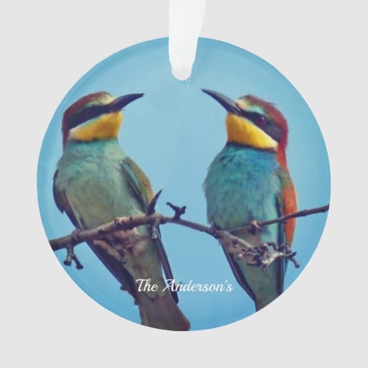 カラフルな鳥の写真のオーダーメイド オーナメント (正面)