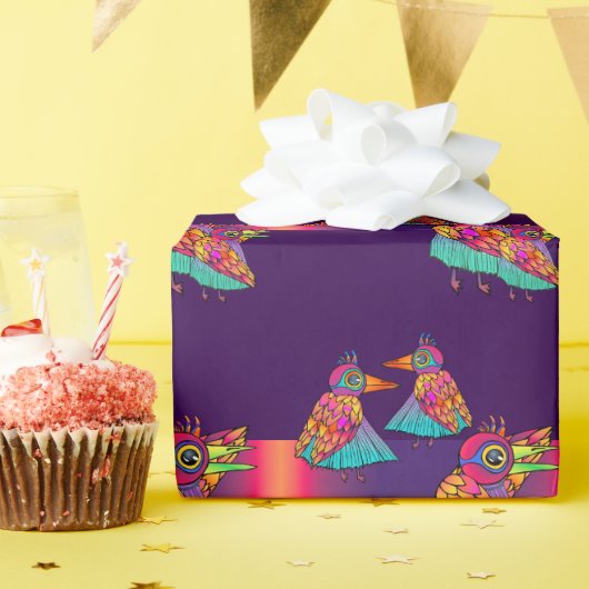 カラフルな鳥の包装紙 ラッピングペーパー (誕生日パーティー)