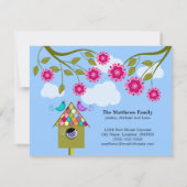 カラフルな鳥の移動のお知らせ 案内状 (裏面)