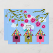 カラフルな鳥の移動のお知らせ 案内状 (正面/裏面)