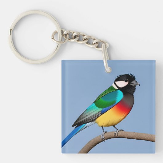 🕊️ カラフルな鳥の自然派ギフト キーホルダー (正面)