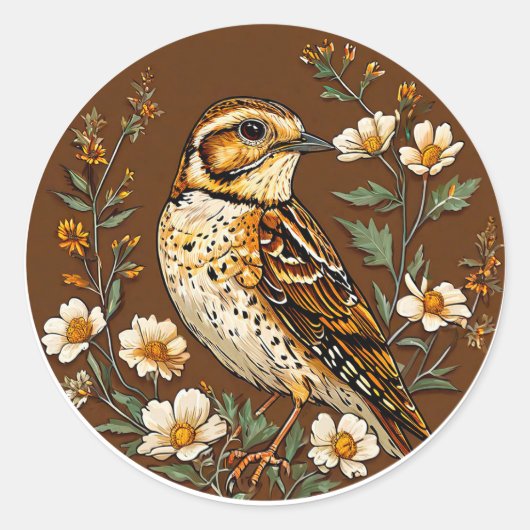 🐦 カラフルな鳥の自然芸術の明るいイラスト ラウンドシール (正面)