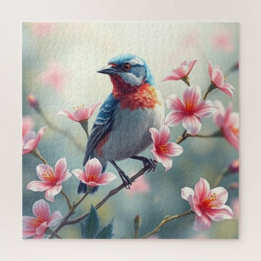 カラフルな鳥の花のジグソーパズル ジグソーパズル (縦)
