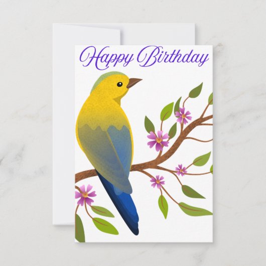 カラフルな鳥を使用した永続的な誕生日カード (正面)