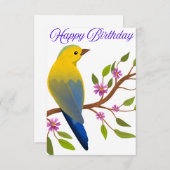 カラフルな鳥を使用した永続的な誕生日カード (正面/裏面)