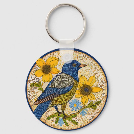 カラフルな鳥 キーホルダー (正面)