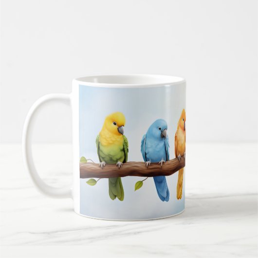 カラフルな鳥 コーヒーマグカップ (左)
