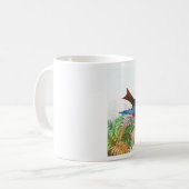 カラフルな鳥、バラ及び水口 コーヒーマグカップ (正面左)