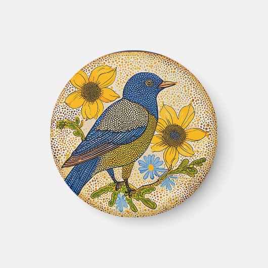 カラフルな鳥 マグネット (正面)
