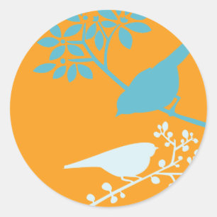 カラフルな鳥 ラウンドシール