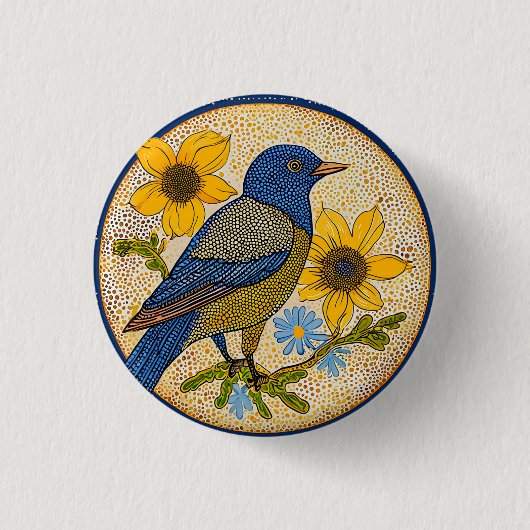 カラフルな鳥 缶バッジ (正面)