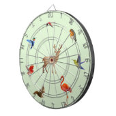 カラフルな鳥、鹿、リスが薄い緑の上に ダーツボード (正面右)